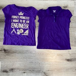 2 children place shirts